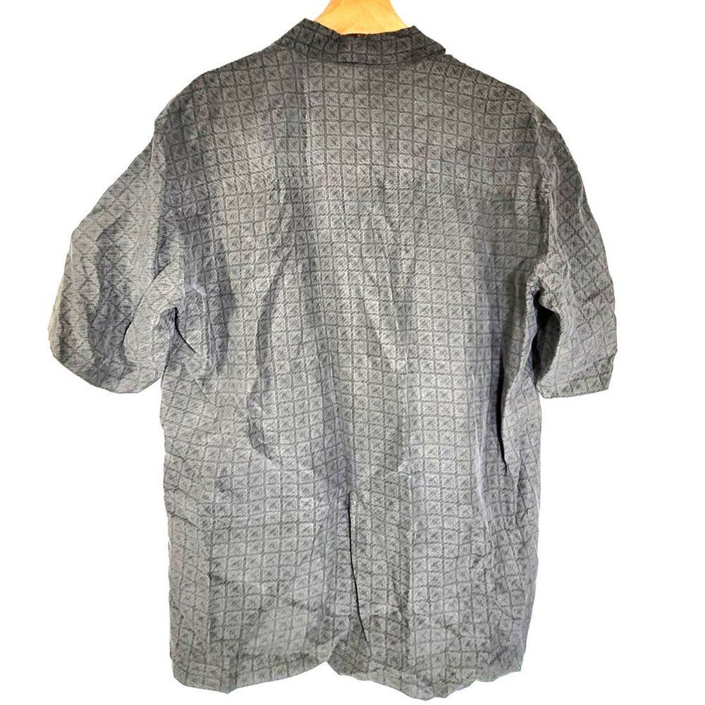 Men's 100% Silk Size L Short Sleeve Top Button-Up Shirt SDK368 - Picture 2 of 3